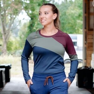 Redingote Equestrian Color Block Riding Long Sleeve Shirt Size L